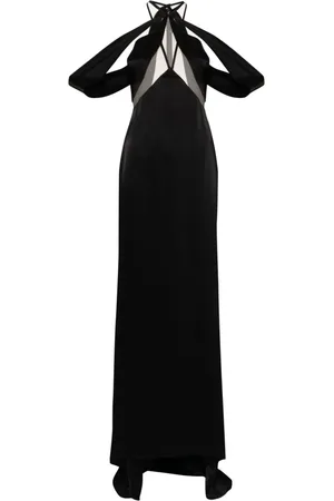 DAVID KOMA Abendkleid aus Satin mit Tülldetail