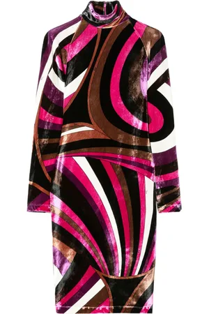 Puccini Samt-Minikleid mit Iride-Print