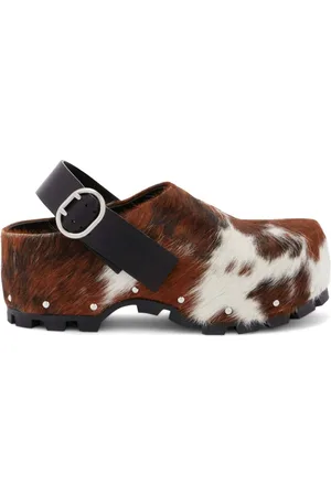 Jil Sander Kalbshaar-Clogs mit Kuh-Print