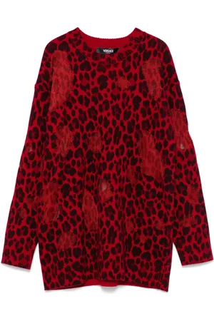 VERSACE Pullover mit Leoparden-Print