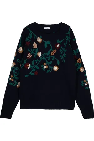 LEATHERSMITH OF LONDON Intarsien-Pullover mit Blumen