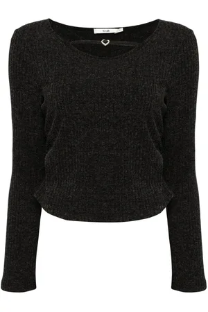 B+AB Geripptes Oberteil mit Cut-Outs