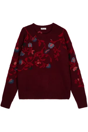 LEATHERSMITH OF LONDON Intarsien-Pullover mit Blumen