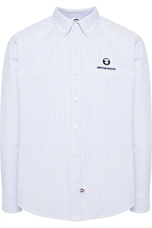 A Bathing Ape Gestreiftes Hemd mit Logo-Patch