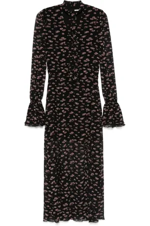 ROTATE Maxikleid in Knitteroptik mit Schleifenverschluss