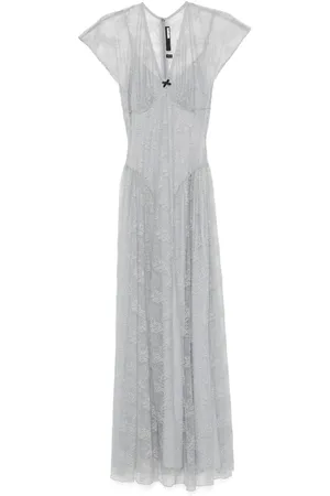 ROTATE Spitzen-Maxikleid mit V-Ausschnitt