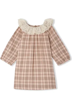 BONPOINT Kariertes Kleid mit Rüschen