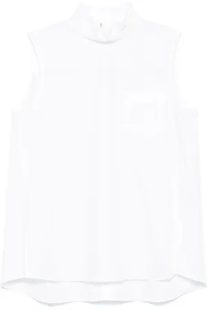 SACAI Stehkragen-Bluse mit Knopfverschluss hinten