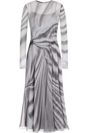 Alberta Ferretti Seiden-Midikleid mit abstraktem Muster