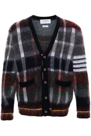 Thom Browne Hector Schottenkaro-Cardigan mit gebürstetem Effekt