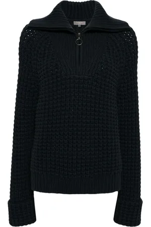 N.PEAL Grob gestrickter Pullover mit kurzem Reißverschluss