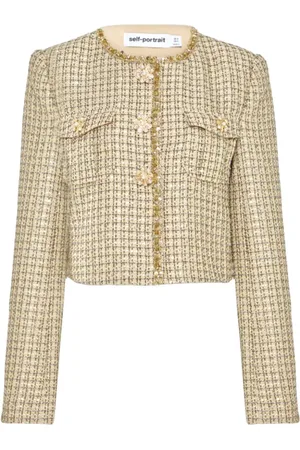 Self-Portrait Cropped-Jacke aus Boucle