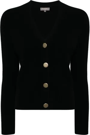N.PEAL Gerippter Cardigan mit V-Ausschnitt