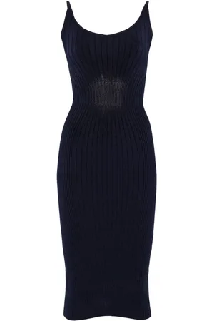 MUGLER Geripptes Midikleid