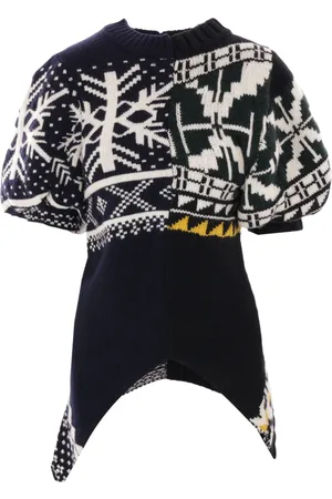 SACAI Kurzärmeliger Pullover im Patchwork-Look