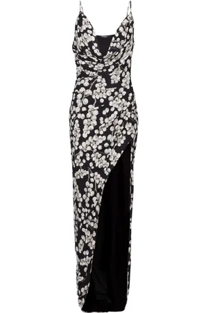Balmain Langes Kleid mit Johannisbeeren-Print