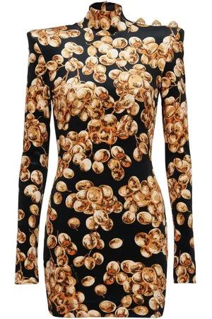 Balmain Samt-Minikleid mit Trauben-Print