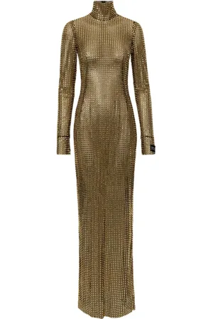 Dolce & Gabbana Maxikleid aus Mesh mit Kristallen