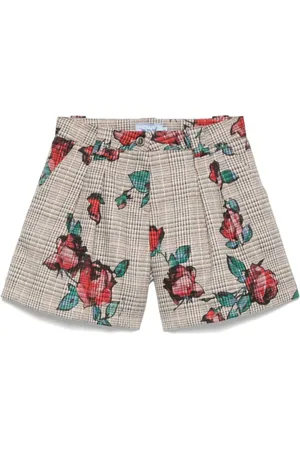 Mimisol Prince of Wales Shorts mit Rosen-Print