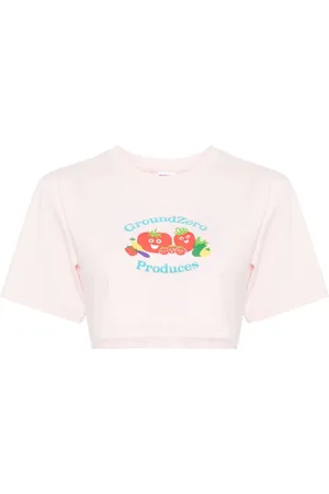 Ground Zero Cropped-T-Shirt mit Gemüse-Print
