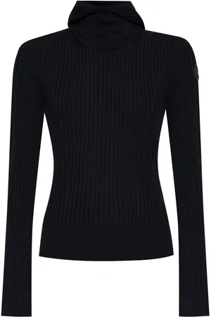 Moncler Gerippter Hoodie mit Logo-Patch