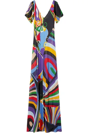 Puccini Maxikleid mit Orchidee and Iride-Print