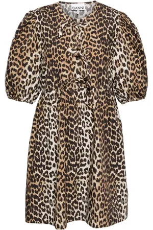 Ganni Minikleid mit Leoparden-Print