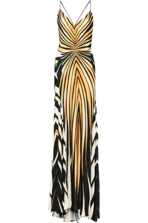 Roberto Cavalli Maxikleid mit Ray of Gold-Print