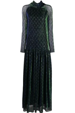 TALBOT RUNHOF Lurex-Abendkleid mit Stehkragen