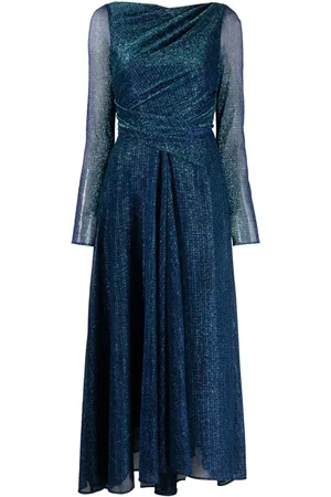 TALBOT RUNHOF Drapiertes Midikleid mit Metallic-Garn