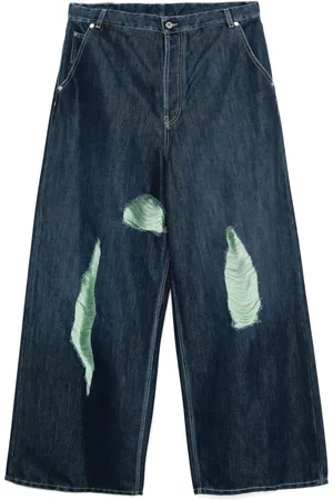 OFF-WHITE Weite Shiny Shredded Jeans