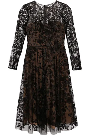 Marchesa Notte Midikleid mit Blumenstickerei