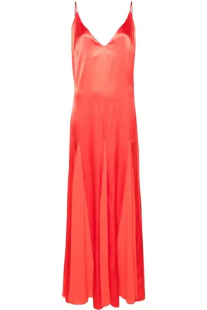 Elisabetta Franchi Satin-Maxikleid mit verstärktem Einsatz