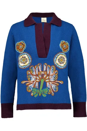 Paula Pullover mit V-Ausschnitt und Stickerei