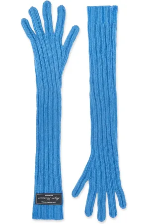 Msgm Gerippte Handschuhe mit Logo-Patch