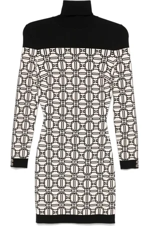 Elisabetta Franchi Rollkragen-Minikleid mit Jacquard-Logo
