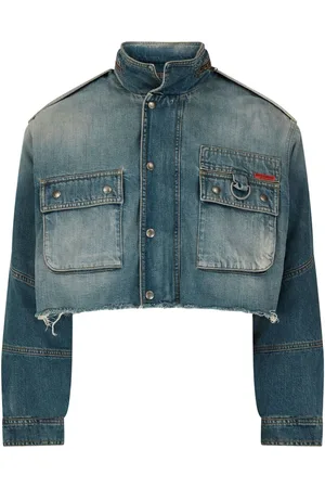 MARTINE ROSE Cropped-Jeansjacke mit Logo-Patch