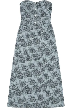 Ganni Midikleid aus Botanical-Jacquard