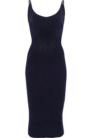 MUGLER Geripptes Midikleid