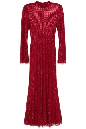 Self-Portrait Fishnet-Maxikleid mit Strass