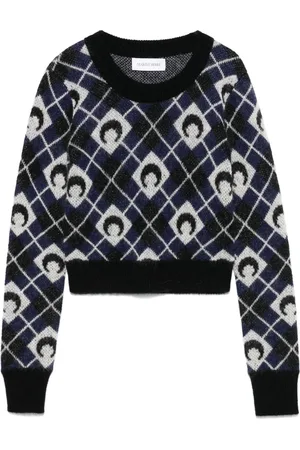 Marine Serre Moon Pullover in Argyle-Strick