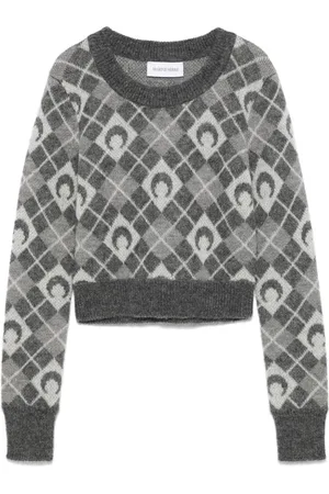 Marine Serre Moon Pullover in Argyle-Strick