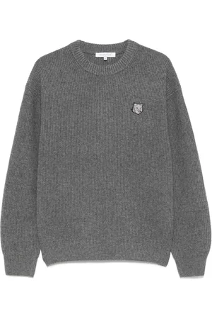 Maison Kitsuné Gerippter Pullover mit Bold Fox Head-Patch