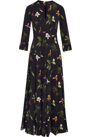 Oscar de la Renta Orchid T 3/4 Kleid mit Cady-Einsatz
