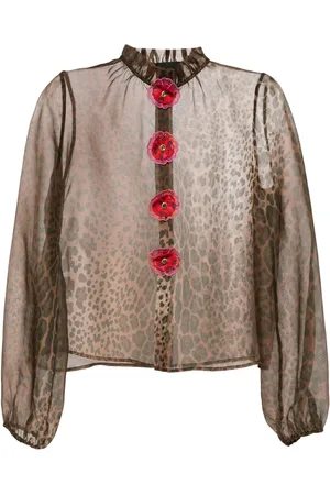 Cynthia Rowley Seidenbluse mit Leoparden-Print