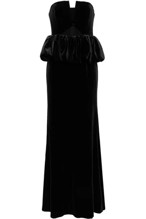 Self-Portrait Samt-Maxikleid mit Schößchen