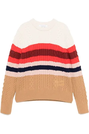 Maison Kitsuné Gestreifter Pullover mit Zopfmuster
