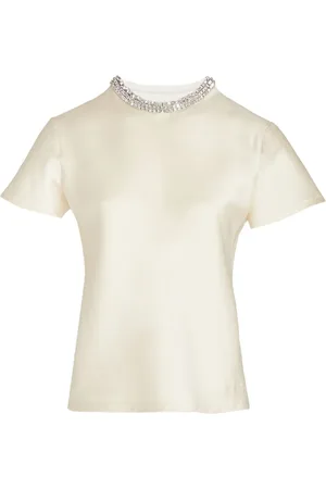 Giambattista Valli T-Shirt mit kristallverziertem Kragen