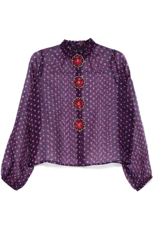 Cynthia Rowley Seidenbluse mit Blumenknöpfen