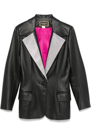 MITILIANE COUTURE Blazer aus Faux-Leder mit Kristallrevers